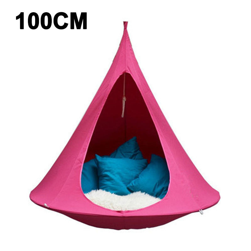 Outdoor Air Hanging Hammock Tent Cone Chair Pink 100X110CM
