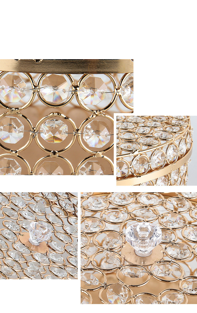 'Boho & Bling' Round Crystal & Gold Twill Jewelry Box