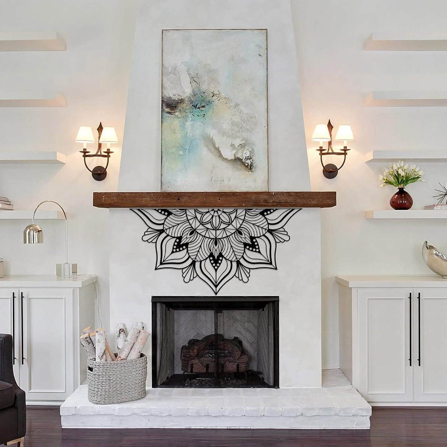 Majestic Pressed Iron Half Lotus Wall Hanging