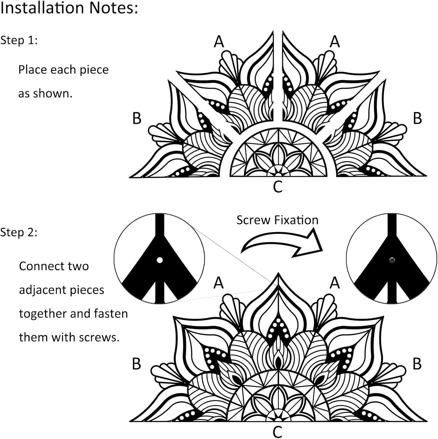 Majestic Pressed Iron Half Lotus Wall Hanging
