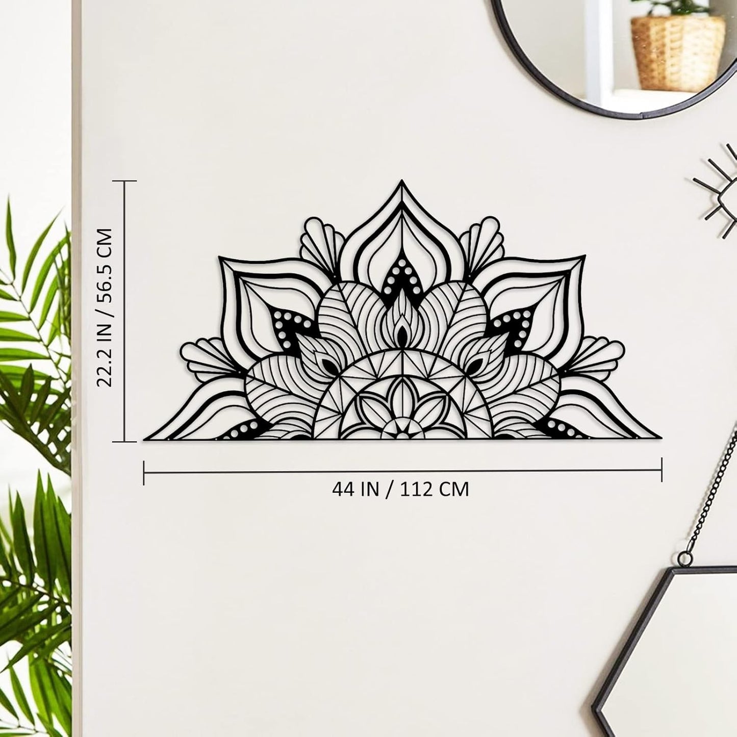 Majestic Pressed Iron Half Lotus Wall Hanging