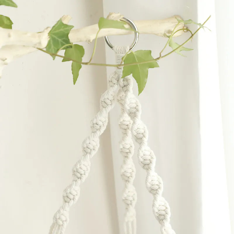 'Briar' Hanging Corner Macrame & Pine Shelving