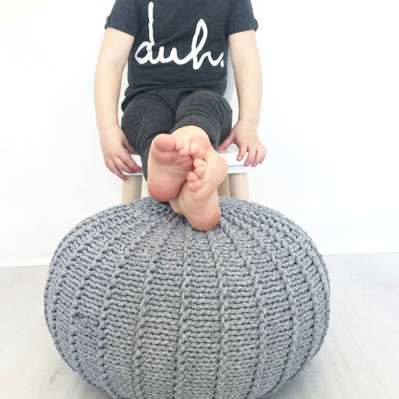 Seaside's own 'LazyLee' Hand Made Sofa Pouf Grey