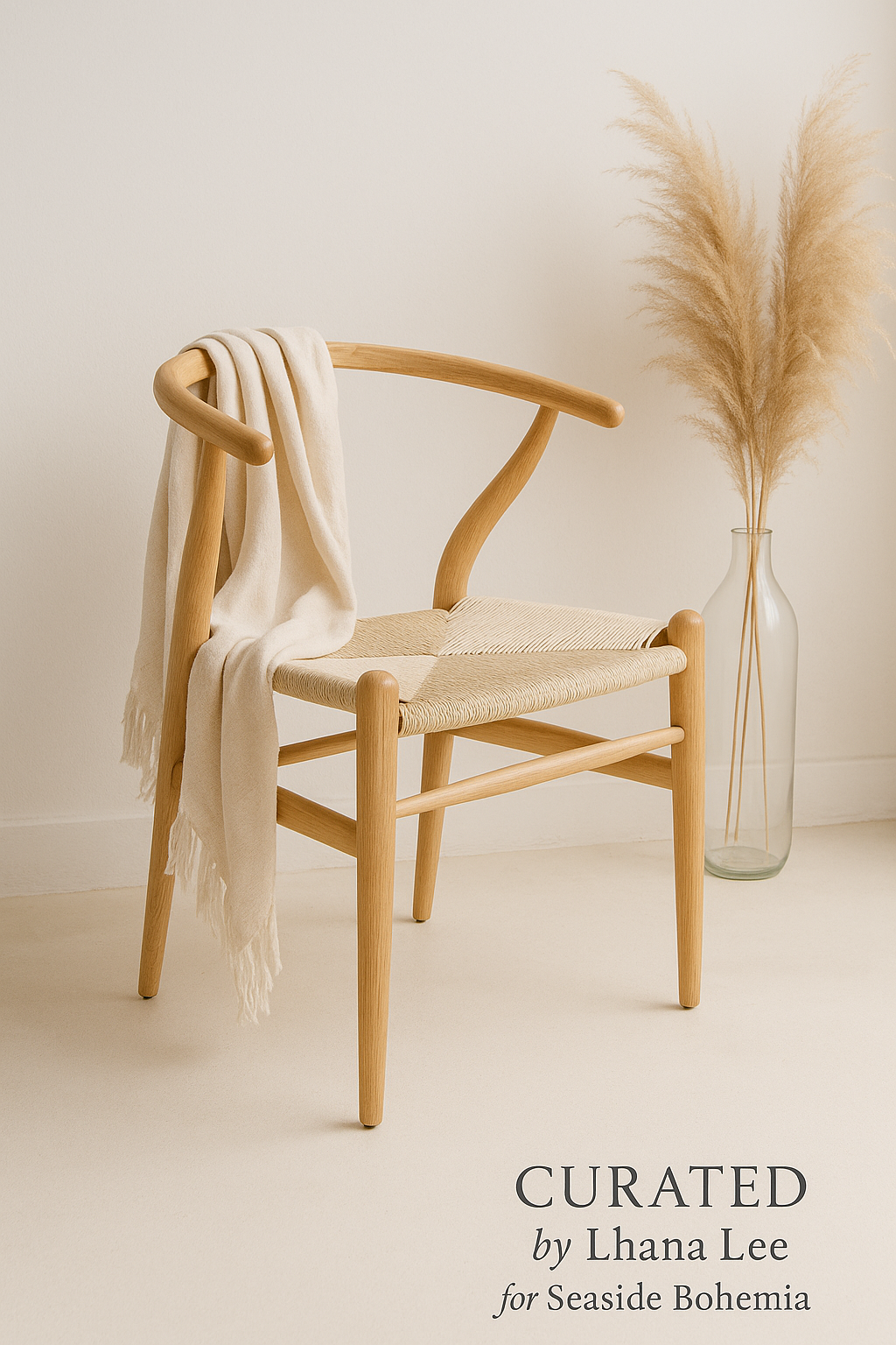 Solid Beech & Rattan Wishbone Chair | Wegner Replica | Coastal Elegance