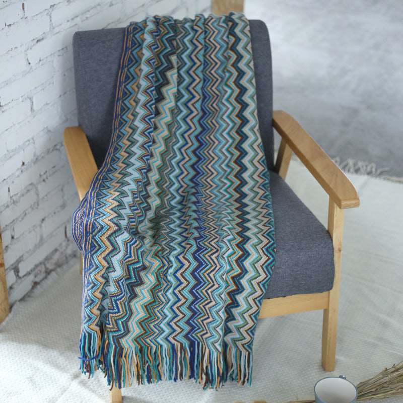 'Bohemian Bliss' Knitted Picnic Rug ~ Sofa Blanket - Seaside Bohemia - Throw Blanket