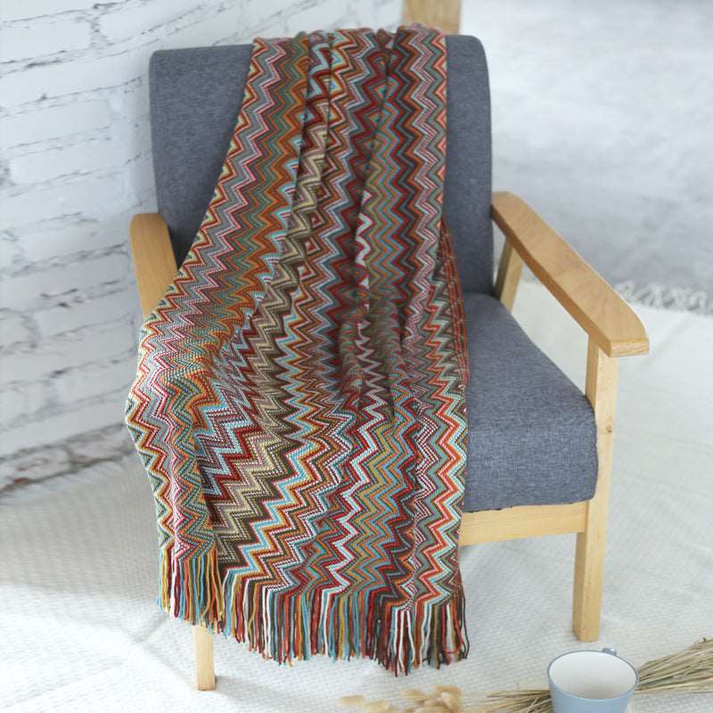 'Bohemian Bliss' Knitted Picnic Rug ~ Sofa Blanket - Seaside Bohemia - Throw Blanket