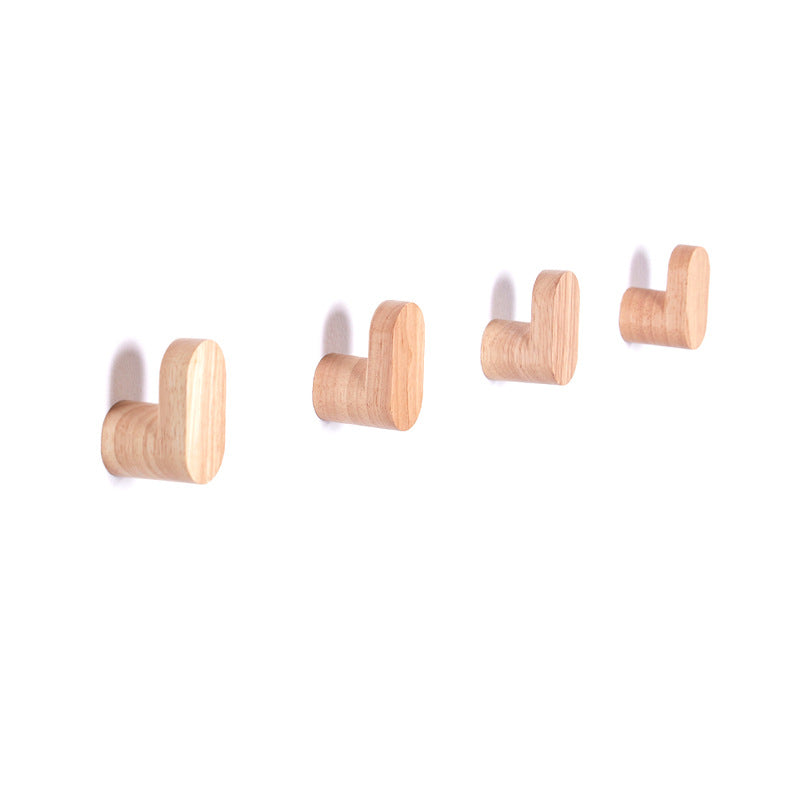 Modern Bohemian Elegant Wooden Wall Hook Rubber wood 4PCS