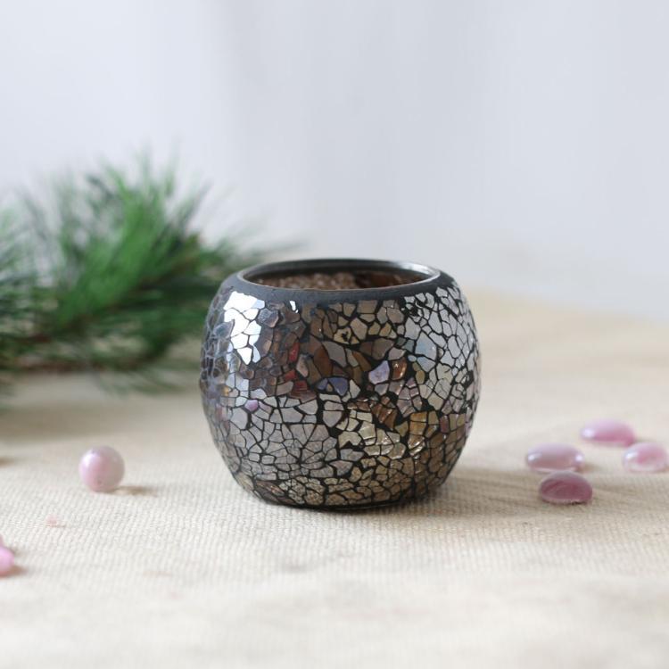 Luna Mosaic Tea Light Holder Coffee Beans