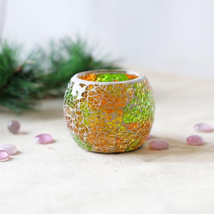 Luna Mosaic Tea Light Holder Verde