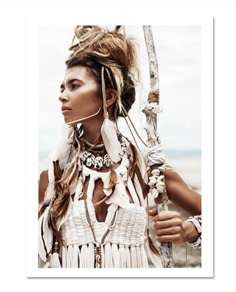 Bohemian Native American Woman Canvas