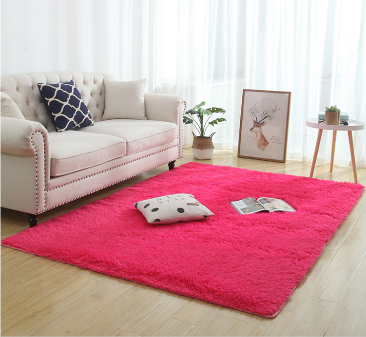 Silky Fluffy Carpet Modern Home Decor Long Plush Shaggy Rug Red