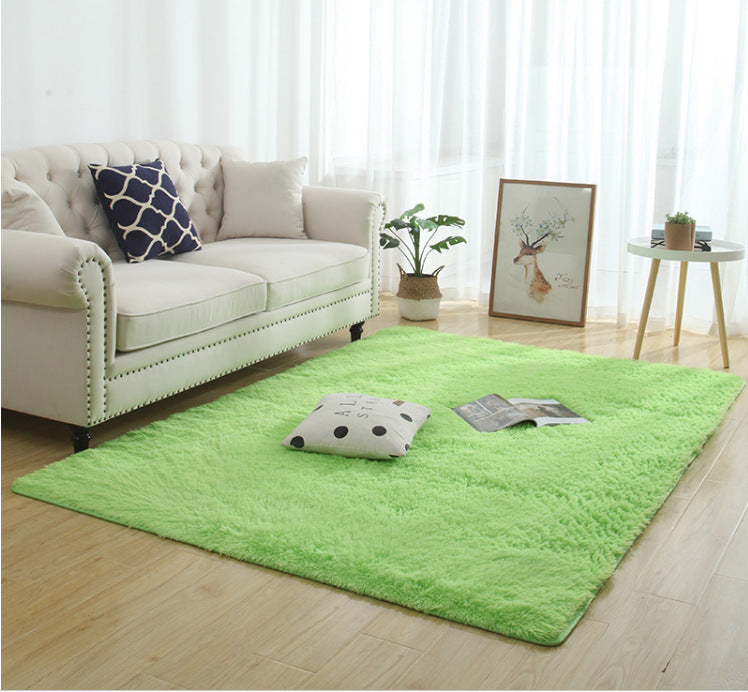 Silky Fluffy Carpet Modern Home Decor Long Plush Shaggy Rug Green