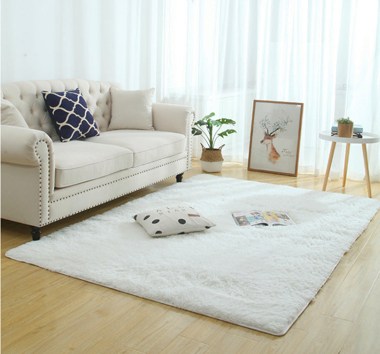 Silky Fluffy Carpet Modern Home Decor Long Plush Shaggy Rug White