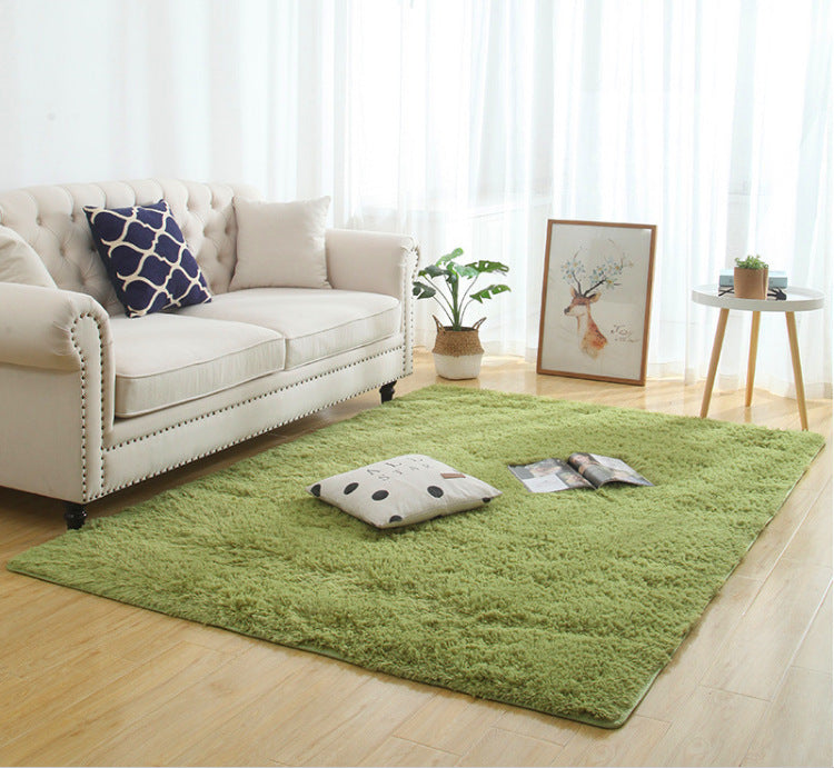 Silky Fluffy Carpet Modern Home Decor Long Plush Shaggy Rug Forest Green