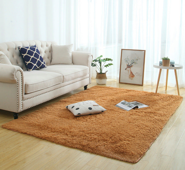 Silky Fluffy Carpet Modern Home Decor Long Plush Shaggy Rug Khaki