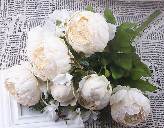 Pastel Peonies - Faux Flowers White