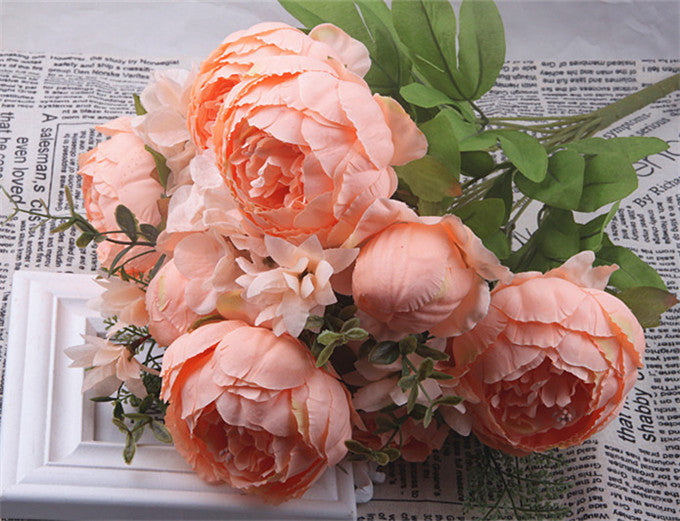 Pastel Peonies - Faux Flowers Coral