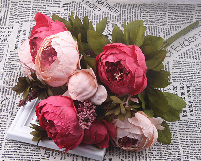 Pastel Peonies - Faux Flowers Vibrant Pinks