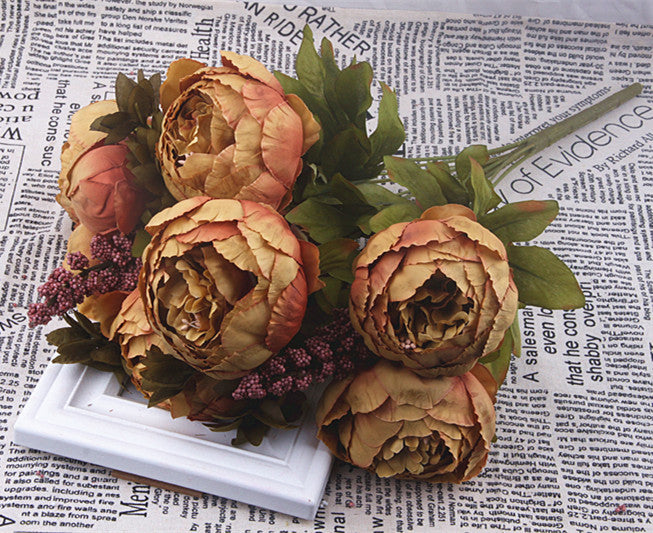 Pastel Peonies - Faux Flowers Sunset Hues