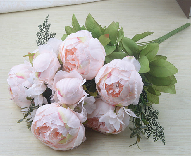 Pastel Peonies - Faux Flowers White with Pink Highlights