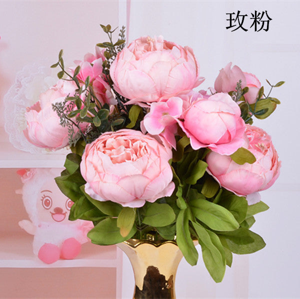 Pastel Peonies - Faux Flowers Pink + Cream