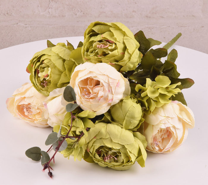 Pastel Peonies - Faux Flowers Yellow and Cream