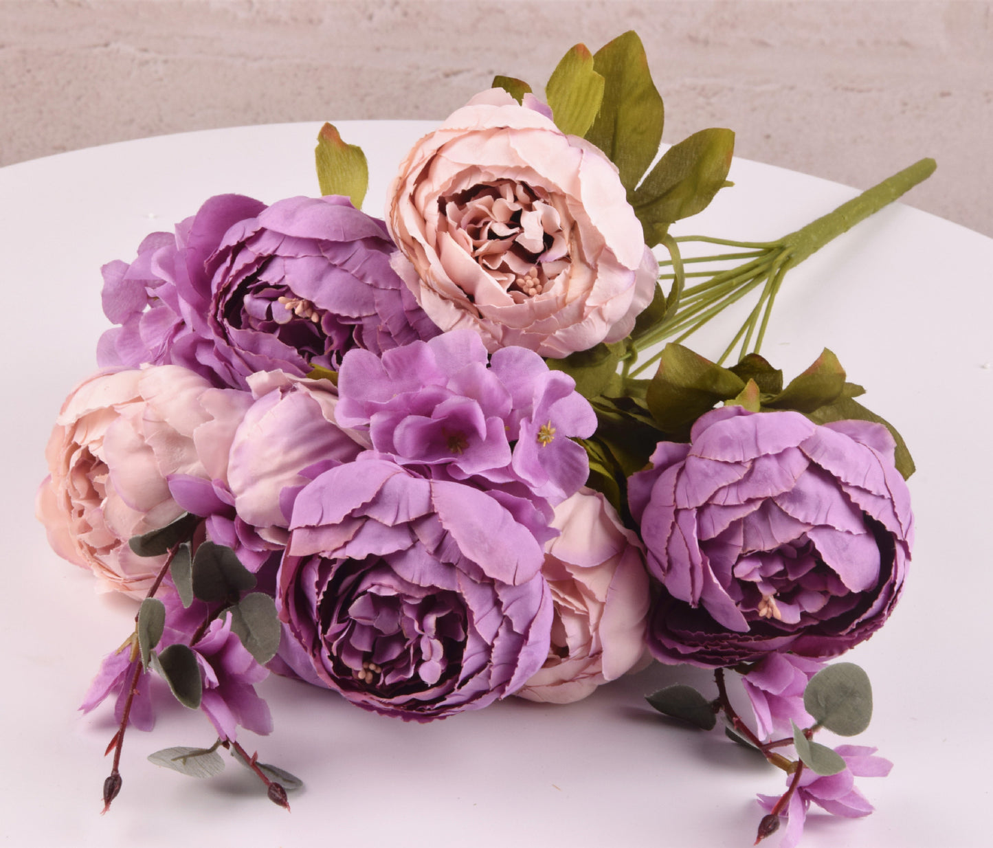 Pastel Peonies - Faux Flowers Lavender + Rose