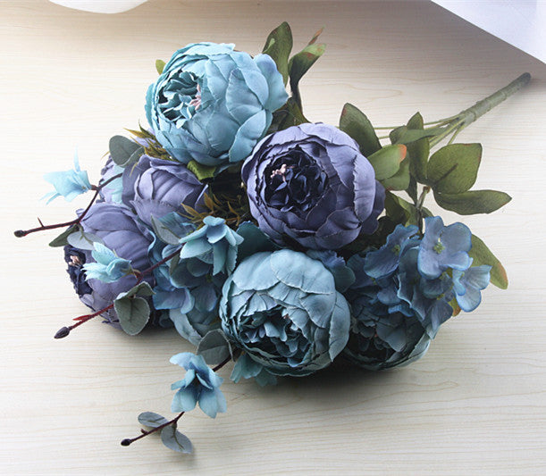 Pastel Peonies - Faux Flowers Blue and Violet