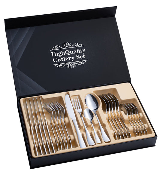 Stainless Steel Cutlery Set 24-Piece Boxed Silver