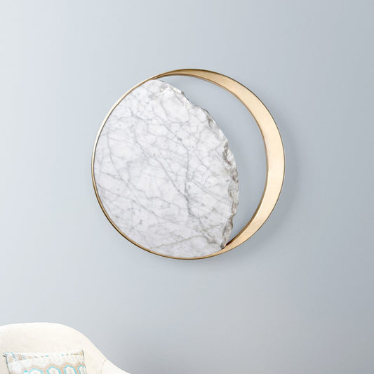 Marble & Gold Plate Moon Eclipse Bedside LED Wall Lamp