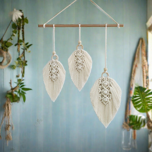 Leaf Droplet Macrame Wall Hanging