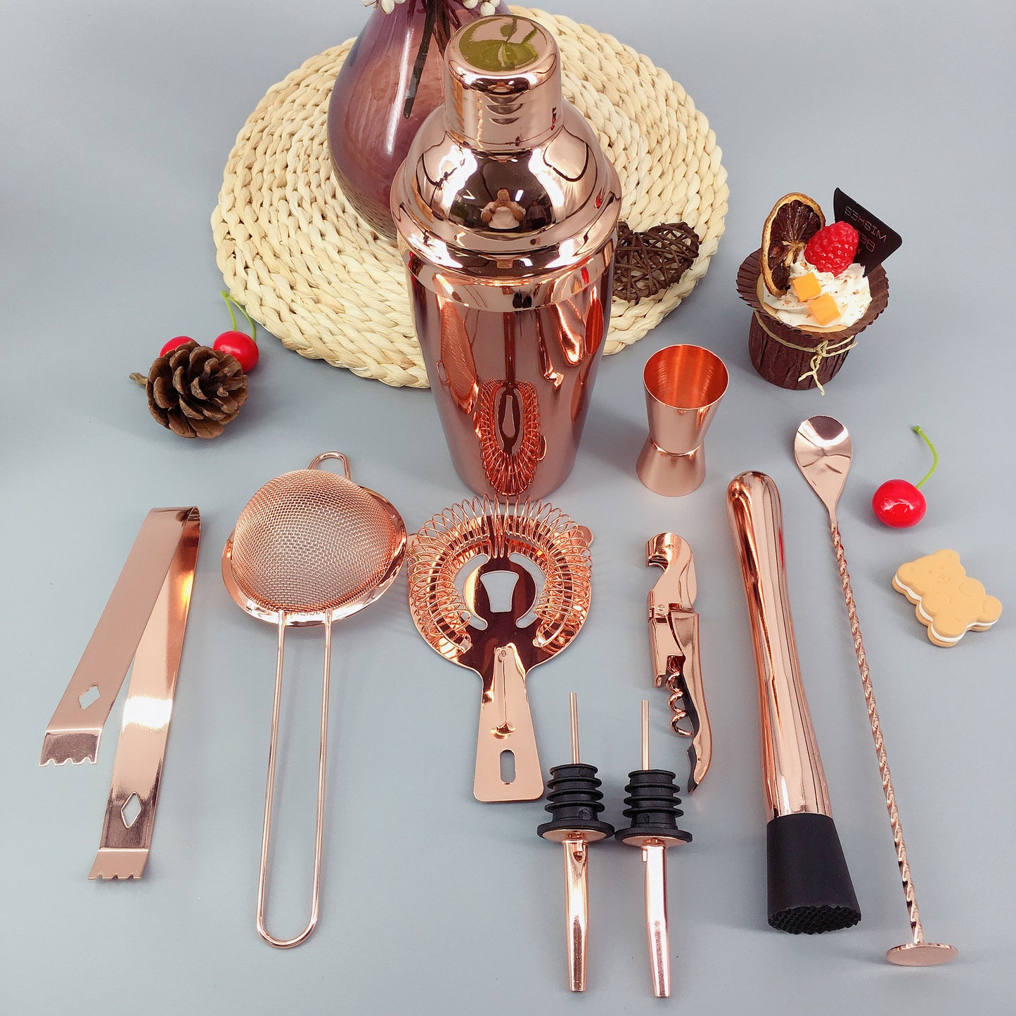 Rose Gold Mixology Set & Stand