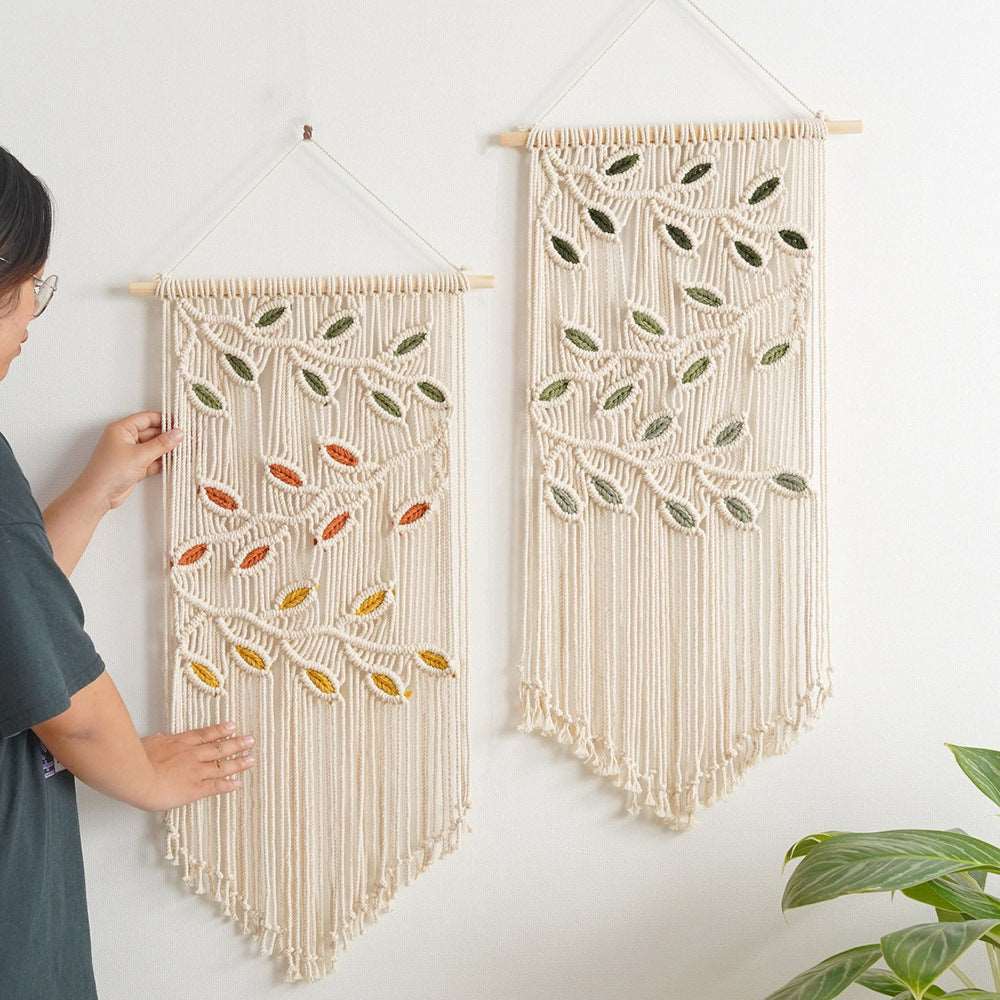 Bohemian Macramé Stitched Leaf Wall Hanging 40x80cm