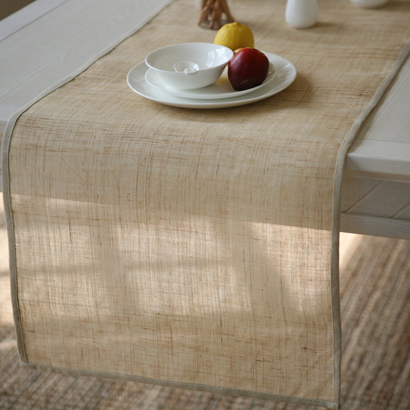 Rustic Handmade Pure Linen Woven Table Runner American Jane 42x250cm