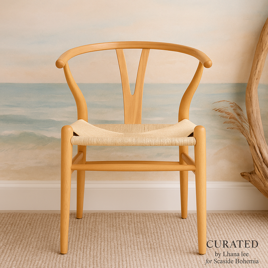 Solid Beech & Rattan Wishbone Chair | Wegner Replica | Coastal Elegance
