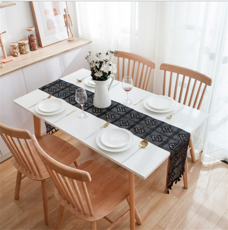 Vintage Black Lace Table Runner