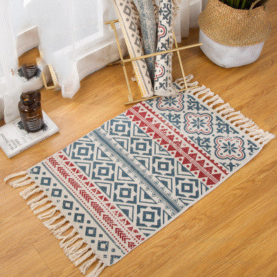 Bohemian American floor mat Red + Blue Geometric 60X90cm