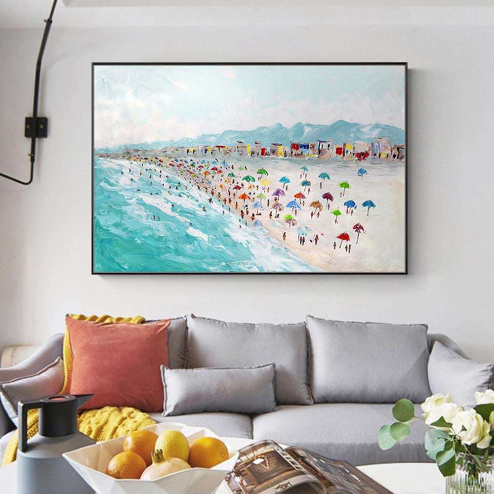 Hand Painted Beach Oil Paintings on Canvas