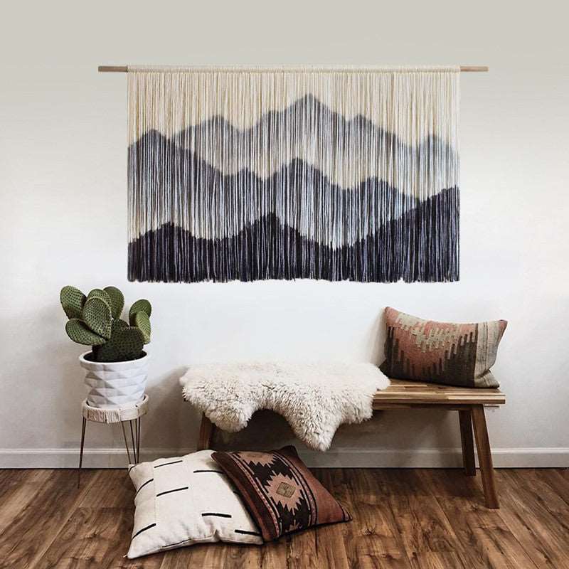 Azure Mountain Peaks Macramé Nordic BOHO Wall Hanging