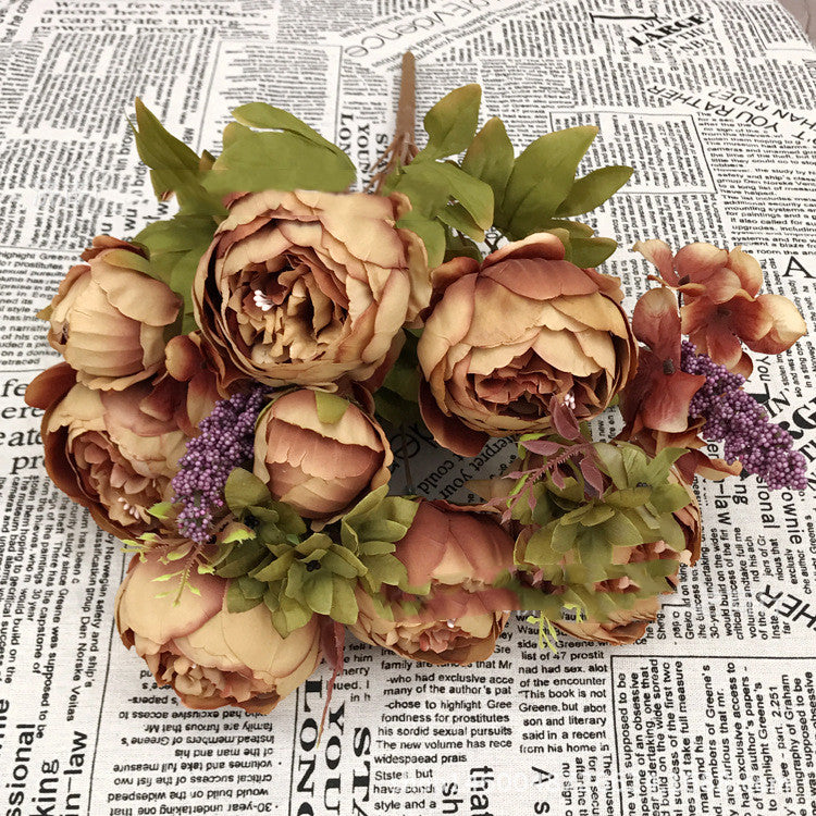 Romantic Overtures - Faux Peonies Brown