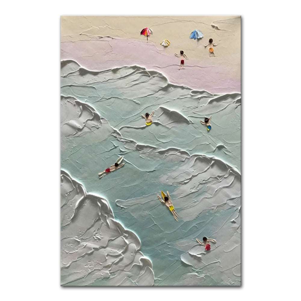 Hand Painted Beach Oil Paintings on Canvas Tidal Waves