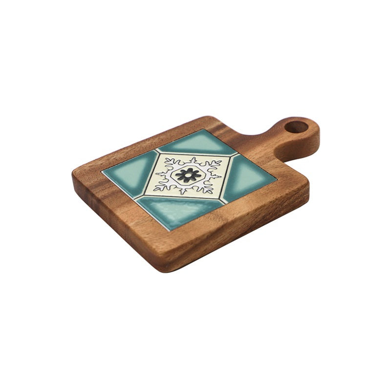 Solid Wood & Tile Hot Pot Sitter green