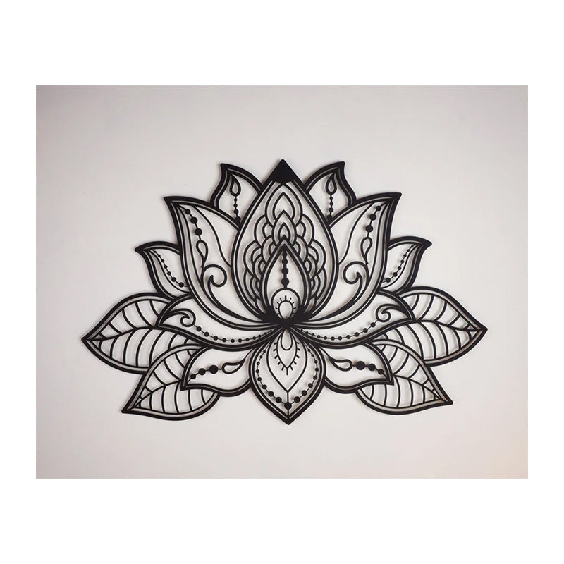 Lotus Wall Art - Metal Black 68x44cm