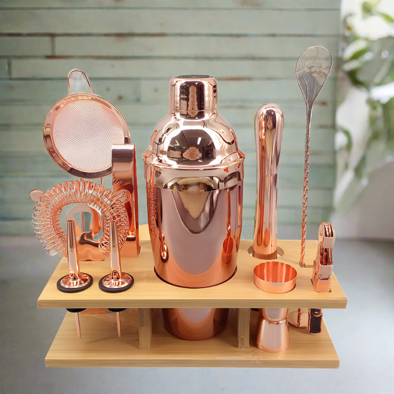 Rose Gold Mixology Set & Stand