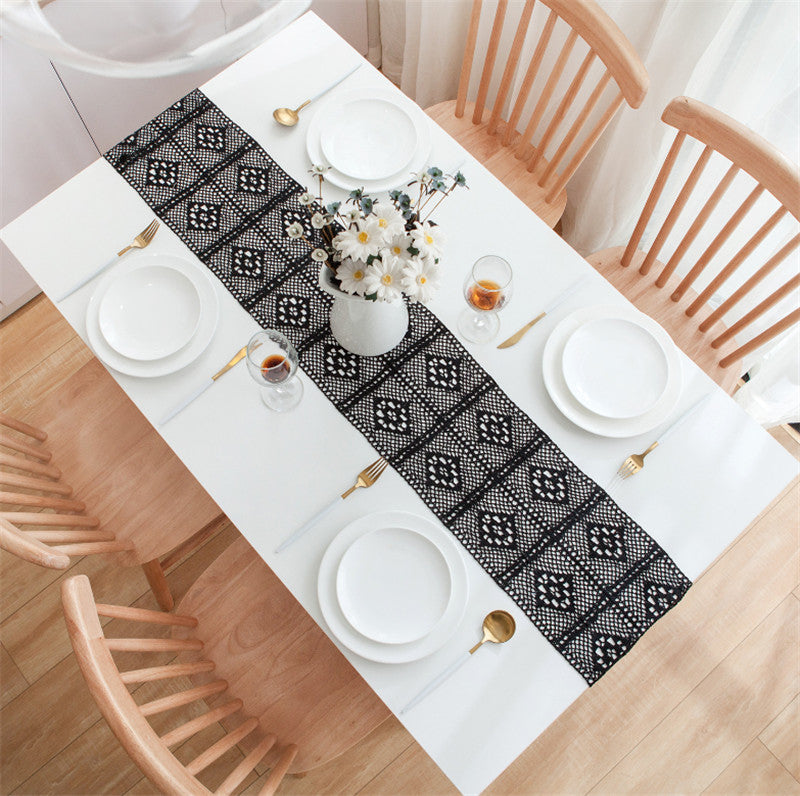 Vintage Black Lace Table Runner