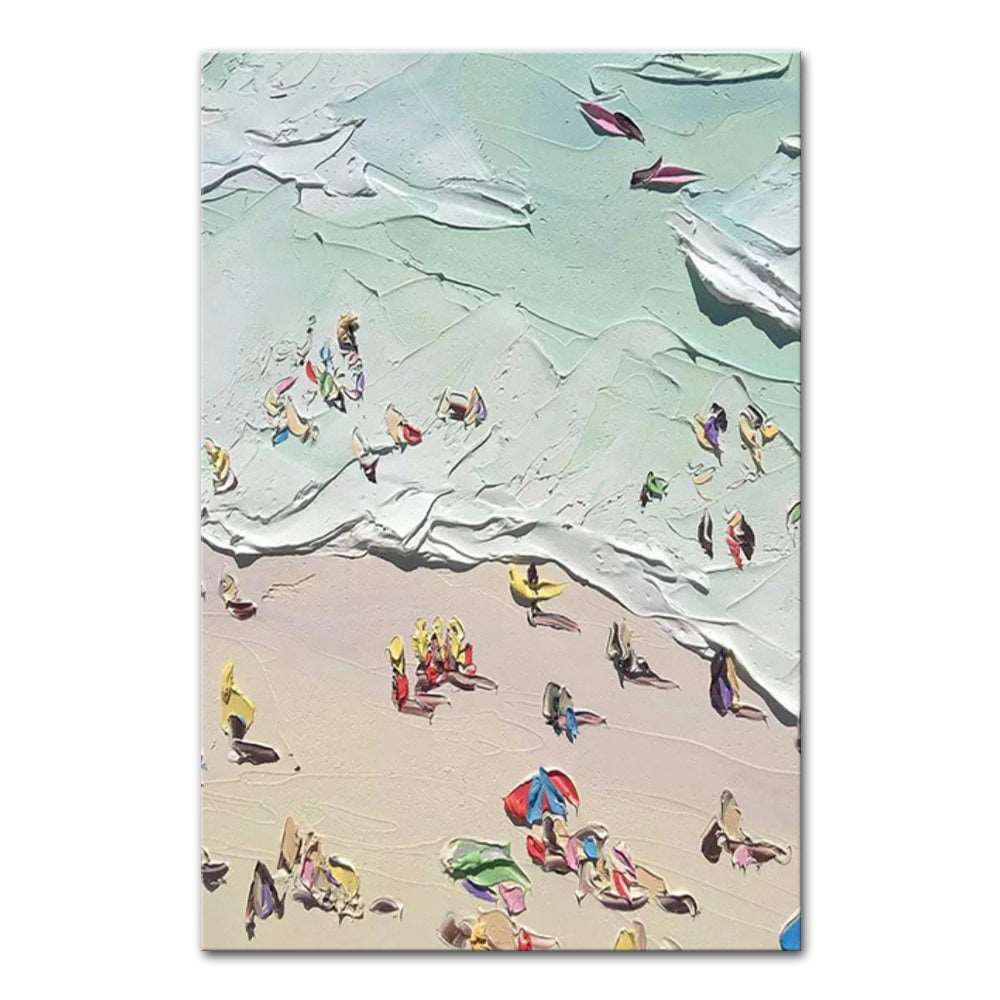 Hand Painted Beach Oil Paintings on Canvas Sunny Day Dips